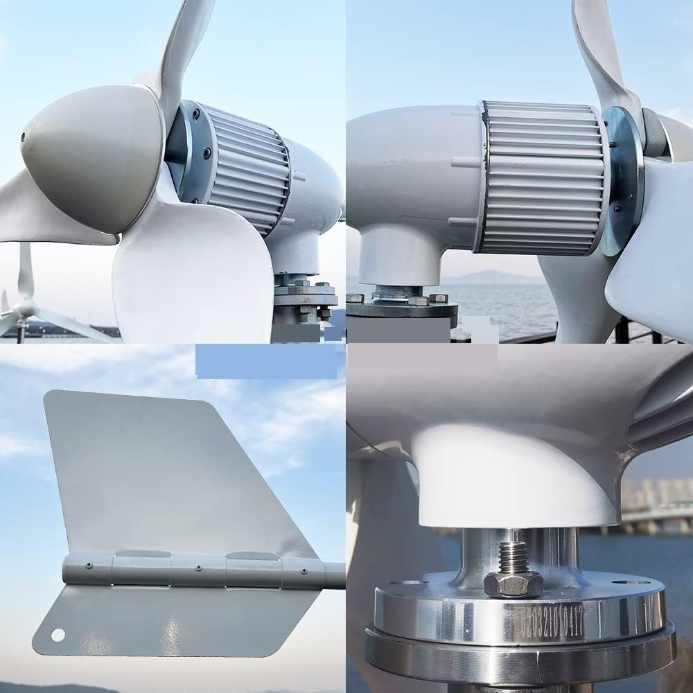 Wind Turbine Generator, 3000W 24V 48V 96V 3 Blades Horizontal Wind Turbine Generator Windmill with MPPT Charger Controller and Off Grid Inverter,Generator Motor(24V)
