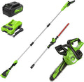 Greenworks 24V Chainsaw,24V Polesaw,Combo Kit(1)2AH Battery, (1) 2A Chargers