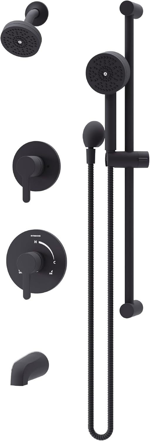 Solarity HydroMersion Double Handle Tub and Shower Trim Kit with Hand Spray in Matte Black
