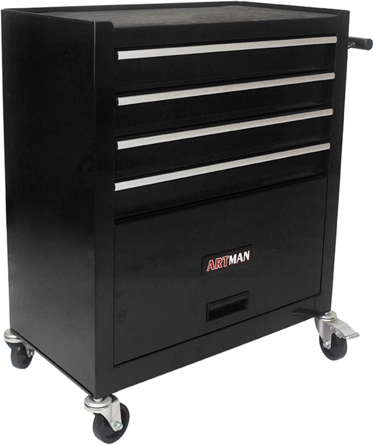 4-Drawer Tool Cart on Wheels, Drawers Rolling Tool Chest with 1 Cabinet, Mobile Trolley Organizer Tools Box with Locking Wheels & Ball Bearing Drawers for Garage,Warehouse,Repair Shop (Black)