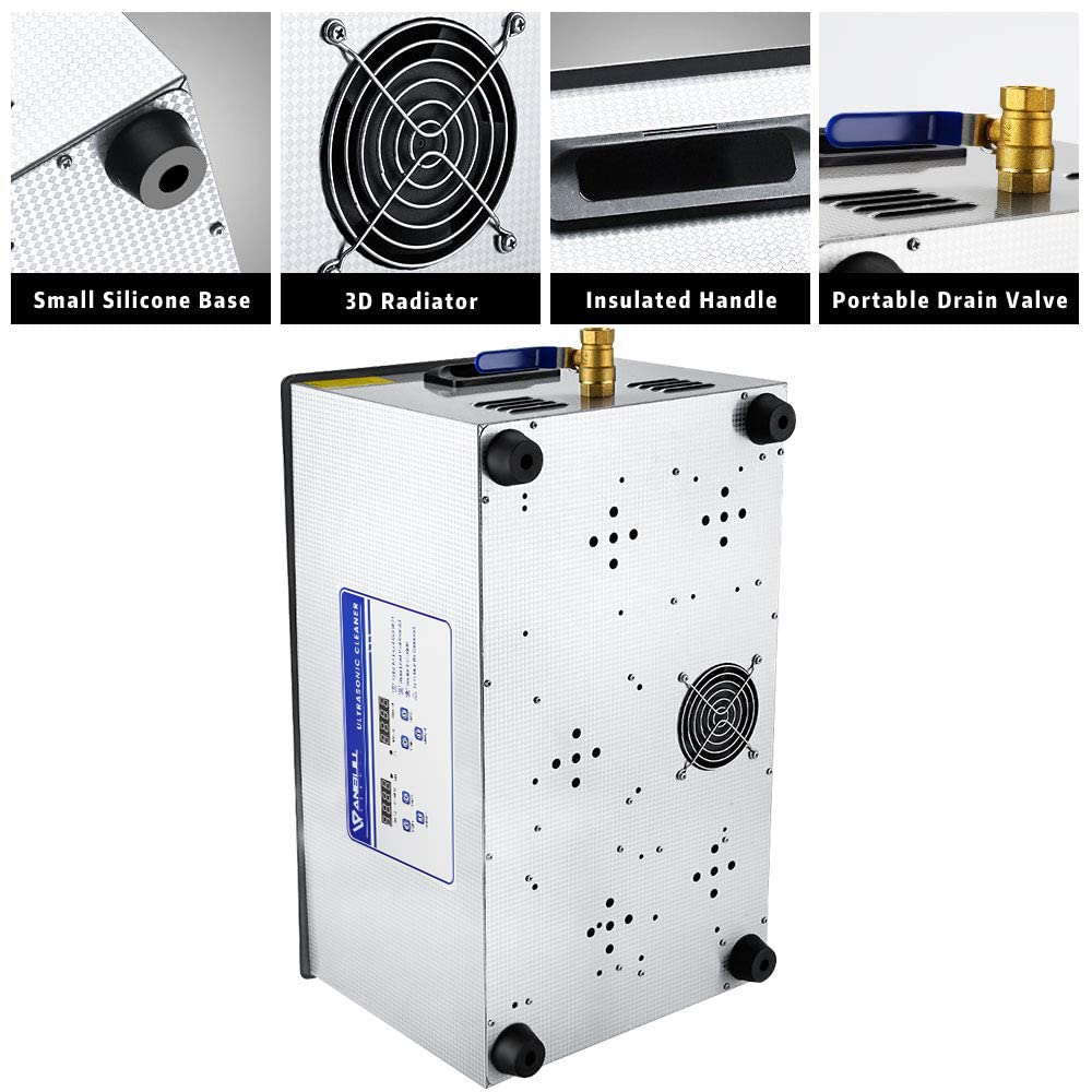 Anbull 22L/5.8Gal 480W Industrial Ultrasonic Cleaner Machine with 304 Stainless Steel and Digital Timer Heater for Wrench Tools Industrial Parts Mental Instrument Apparatus Cleaning
