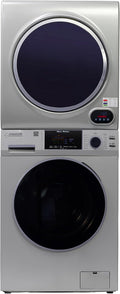 Equator Premium Stackable 15 Lbs Washer 1.62cf 110V+Vented Digi Dryer 3.5cf 110V (Silver)