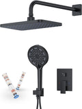 Matte Black 11-Inch Rainfall Shower System – Premium Filtered Handheld Sprayer & Fixed Shower Head, Complete Bathroom Set Faucet Mixer Trim & Valve