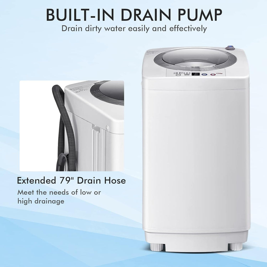 COSTWAY Portable Washing Machine, 8Lbs Capacity Full-automatic Washer with 6 Wash Programs, LED Display, 3 Water Levels, Compact Laundry Washer and Dryer Combo for Home, Apartment, Dorm, RVs