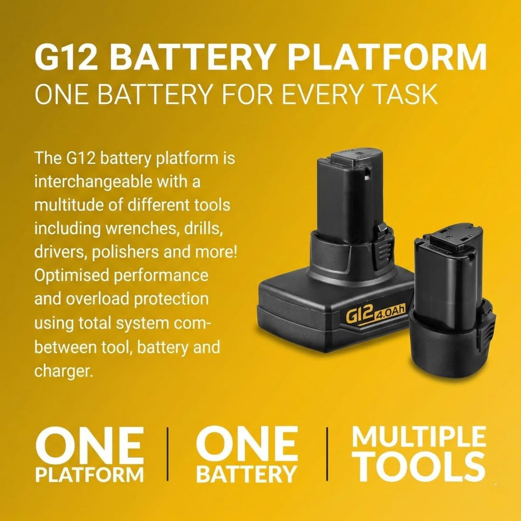 Durofix RC1222-PG G12 Series 12V Cordless 3' Compact Cut-Off Tool Kit, 20,000 RPM with Interchangeable Blades & Safety Guard + 4.0 Ah Battery & Canvas Bag