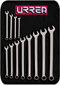 URREA 12-Point Combination Wrench Set - 12-Piece (10mm - 21mm) Extended Reach Mechanics Tool Kit with Canvas Tool-Roll & Fully Polished Nickel Chrome Finish - 1200AML