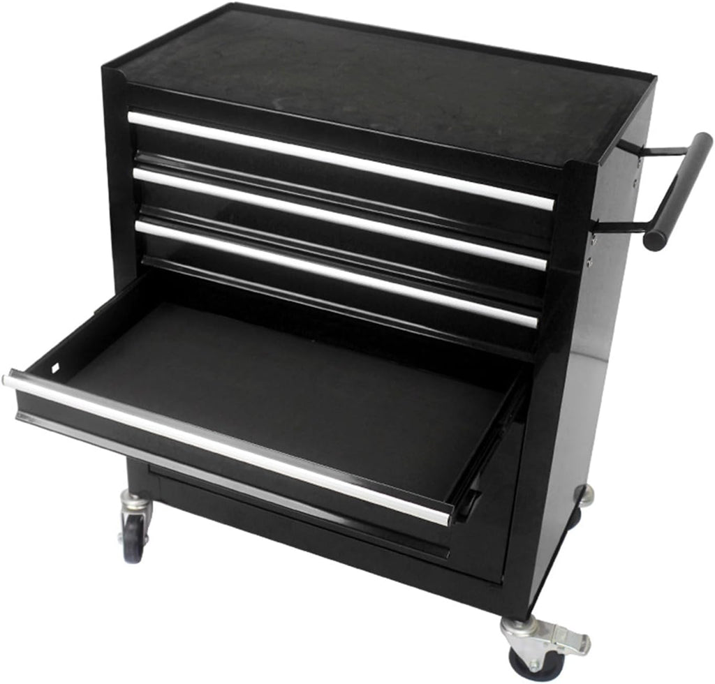 Holaki 4-Drawer Tool Cart on Wheels, Rolling Tool Box Tool Storage,Heavy Duty Utility Industrial Service Cart Organizer Tool Case with Locking System, for Mechanic, Warehouse, Garage, Workshop(Black)