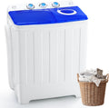 Dawmilon Portable Washing Machine Twin Tub - 28lbs Compact Washer (18lbs) and Spinner Dryer (10lbs) Combo with Drain Pump - Semi Automatic Washing Machine for Apartments, Dorms, RVs, Camping - Blue
