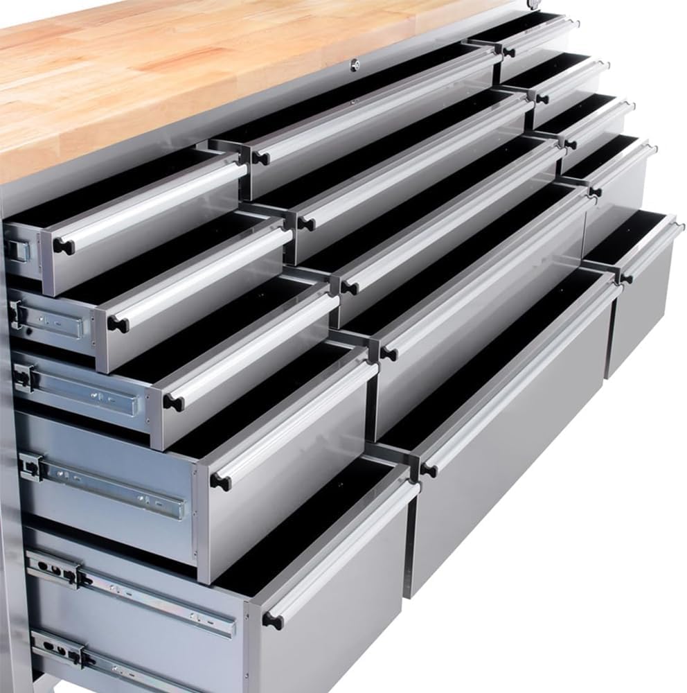 AnorTrek 72 inch Tool Chest with 15 Drawers for Garage, Workbench and Repair Store, Tool Cabinet in Stainless Steel (72 inch - Stainless Steel)