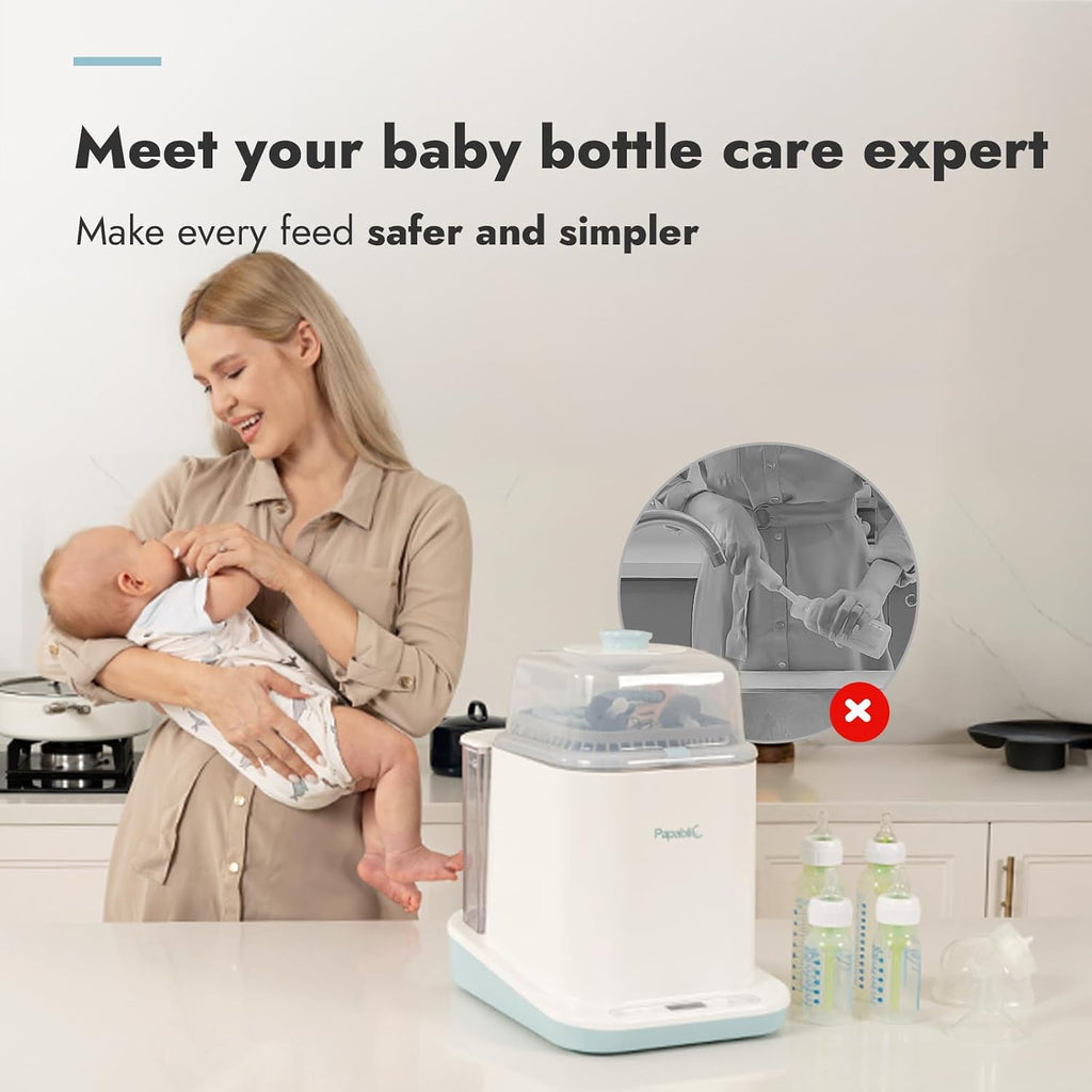 Papablic Baby Bottle Washer Pro, Bottle Washer & Sterilizer & Dryer, 4-in-1 Bottle Washer Sanitizer for Bottles, Pump Parts, & Baby Essentials - Quick & Clean with 60 Detergent Tablets, Grey