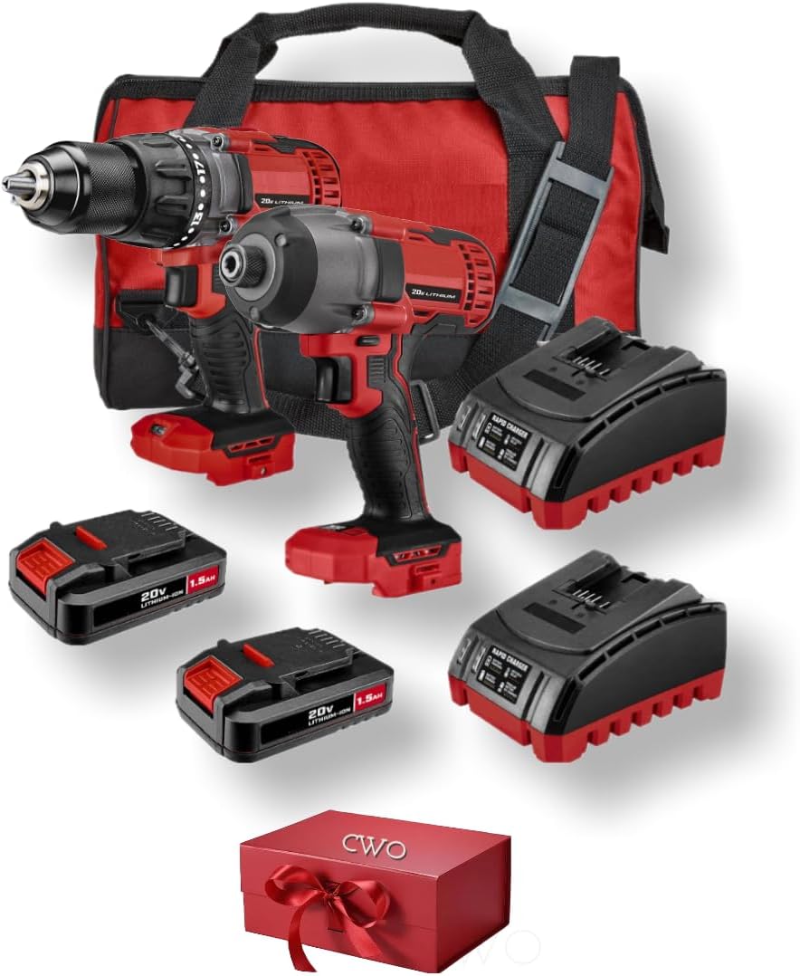 NEW! Fits BAUER 20-Volt Lithium-Ion Cordless Combo Kit (2-Tool Bundle) with 1/2 In. Drill/Driver, 1/4 In. Impact Diver, (2) 1.5Ah Batteries, (2) Chargers & (2) Bags (Plus Bonus 20V Gift Tool Included)