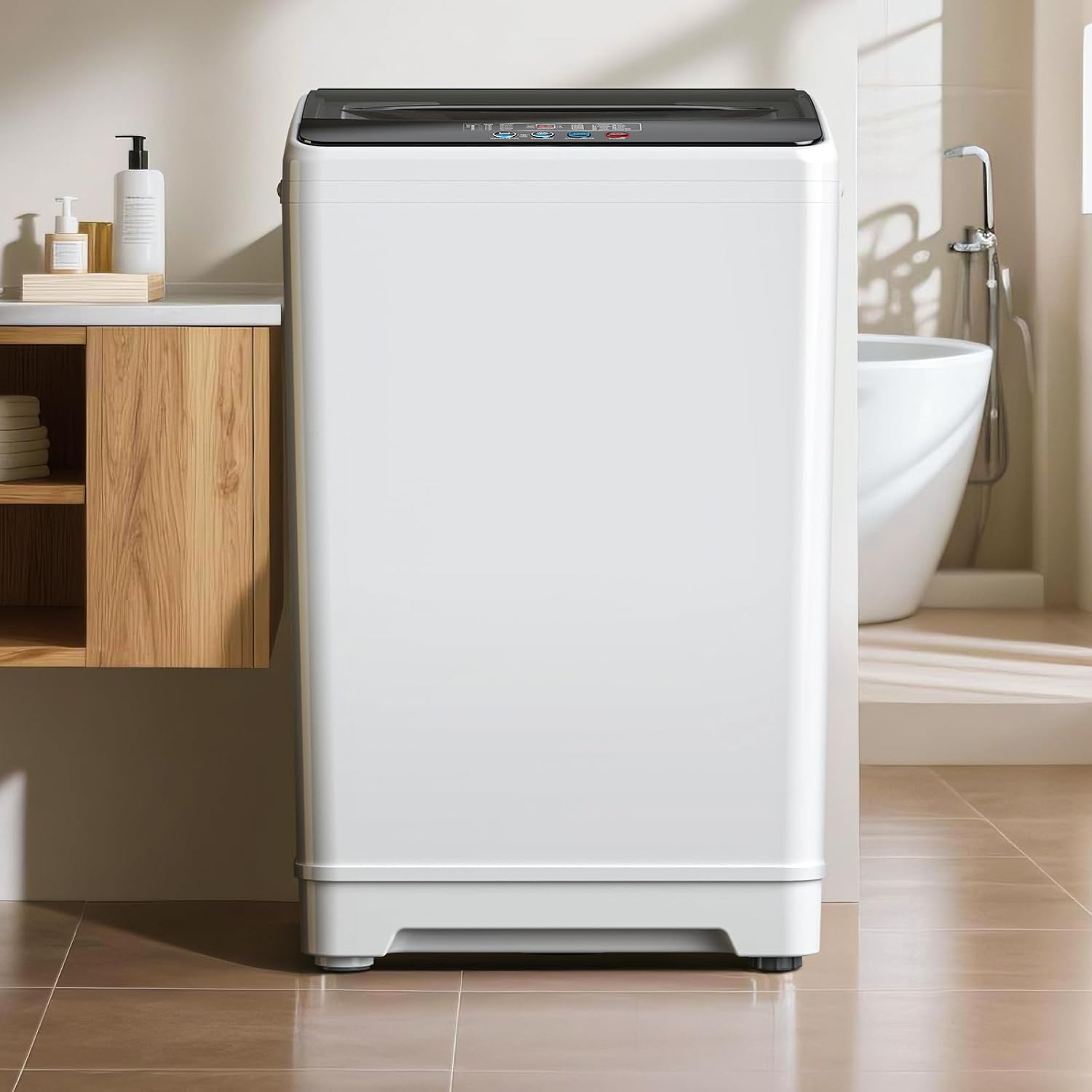 18lbs Portable Washing Machine, Full Automatic Washer and Dryer, 2.4 Cu Ft Compact with Drain Pump, 10 Wash Programs & 8 Water Levels, Ideal for Apartment, RV, Home Use, White