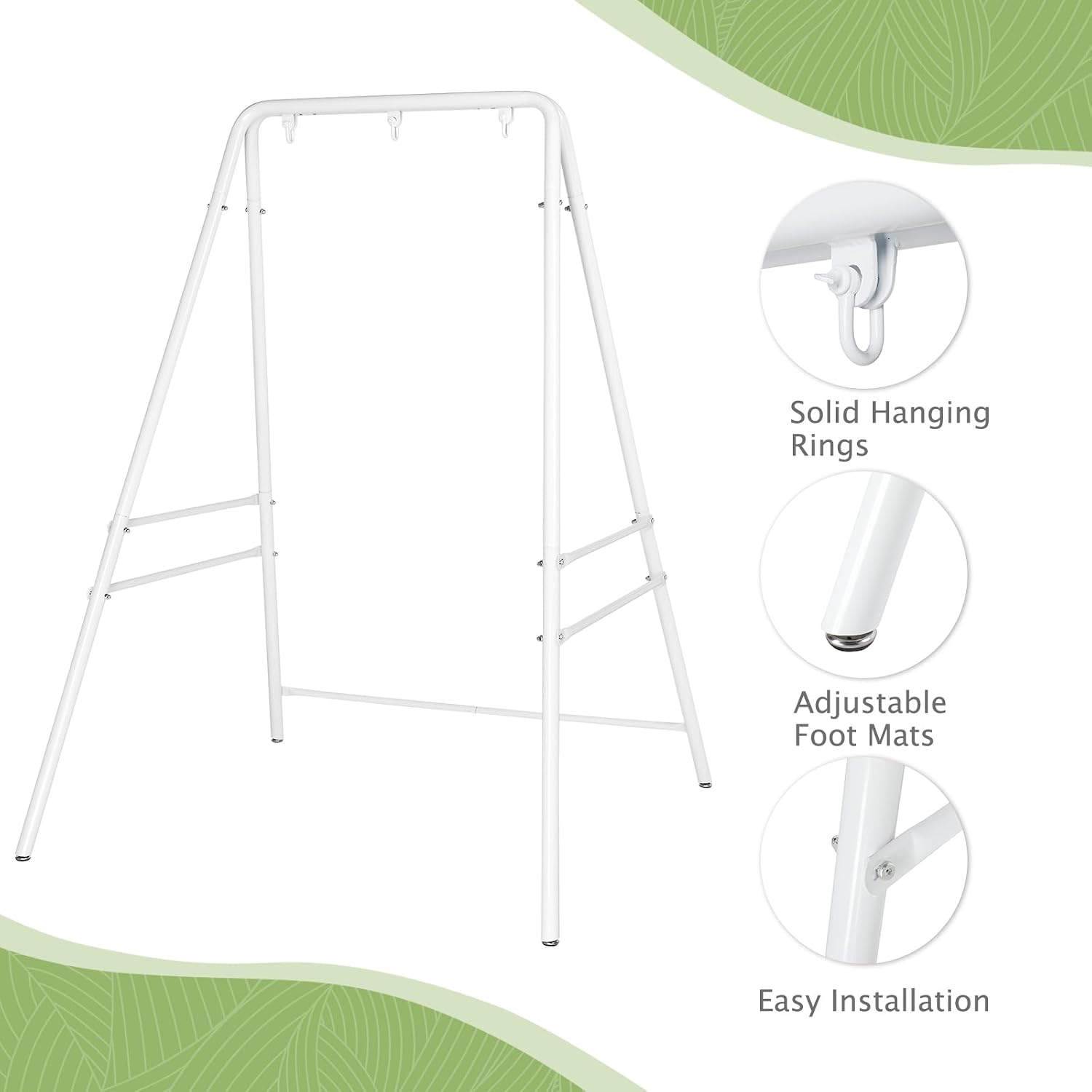 White Outdoor Hanging Chair Stand, Heavy-Duty 450 LBS Support Outdoor Hammock Chair Stand for Patio, Garden, and Backyard, White Hammock Frame,Hanging Chair Stand