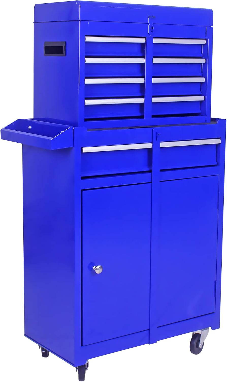 5-Drawer Rolling Tool Chest with Wheels,Tool Cabinet on Wheels with Keyed,Multifunctional Tool Cart on Wheels,Tool Storage Organizer Cabinets for Garage,Warehouse, Repair Shop (Blue)