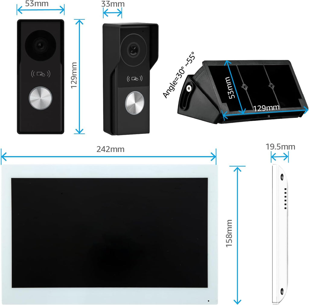 Smart Video doorbell intercom System videophone for Home with 10.1 inch Big Touch Screen, 1080p Night Vision doorbell Camera with Monitor, Tuya APP, Talk, Video Recording, Unlock, Playback