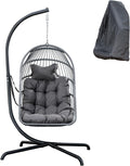 Swing Egg Chair with Stand for Outdoor and Indoor, Hanging Egg Chair 440LBS Capacity (Dark Grey)