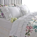 QSH Luxury Eyelet Lace Ruffle Sheets Set King Size French Country Bedding 100% Washed Cotton Shabby Bed Sheet 4pcs Deep Pockets Ruffled Bed Sheets