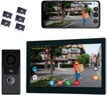 2pin-Wired 2MP HD Indoor 10' WiFi Monitor Smart Home Video Doorbell Intercom System, Remote APP Phone Unlock Video Record Motion Detect 2-Way Talk IR Camera Door Bell 1x doorbell + 1x 10in Monitor