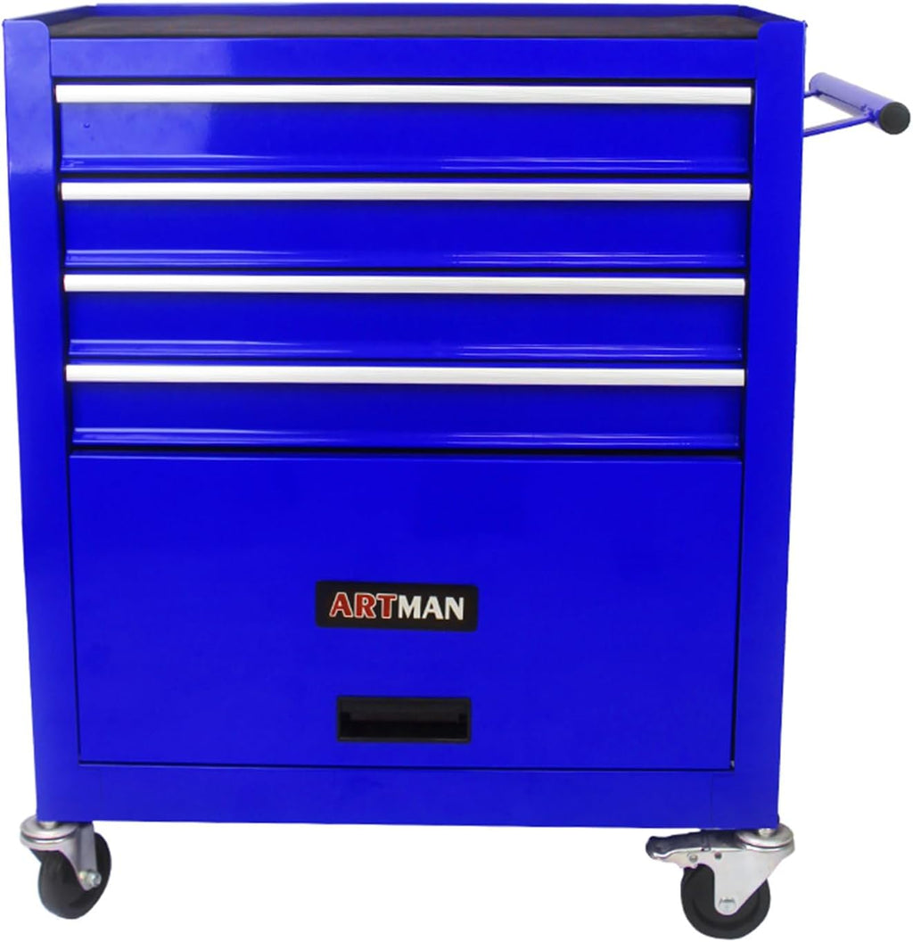 Holaki 4-Drawer Tool Cart on Wheels, Rolling Tool Box Tool Storage,Heavy Duty Utility Industrial Service Cart Organizer Tool Case with Locking System, for Mechanic, Warehouse, Garage, Workshop(Blue)