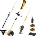 ZEGJAW 40V Weed Wacker Cordless, 8-Inch Pole Saw, Hedge Trimmer and Brush Cutter, 4-in-1 Multi Garden Tools with 2X20V 4.0Ah Batteries and Charger
