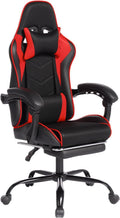 450lbs Big and Tall Gaming Chair with Footrest – Heavy Duty Wide Seat Video Game Chair for Adults, Reclining PU Leather High Back Computer Office Desk Chair with Lumbar Support (Model F, Black+Red)