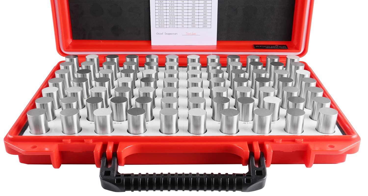 Accusize Industrial Tools 0.751''-0.832'', 82 Pcs Steel Plug Pin Gauge Set, Minus, Class Zz, M5(-)