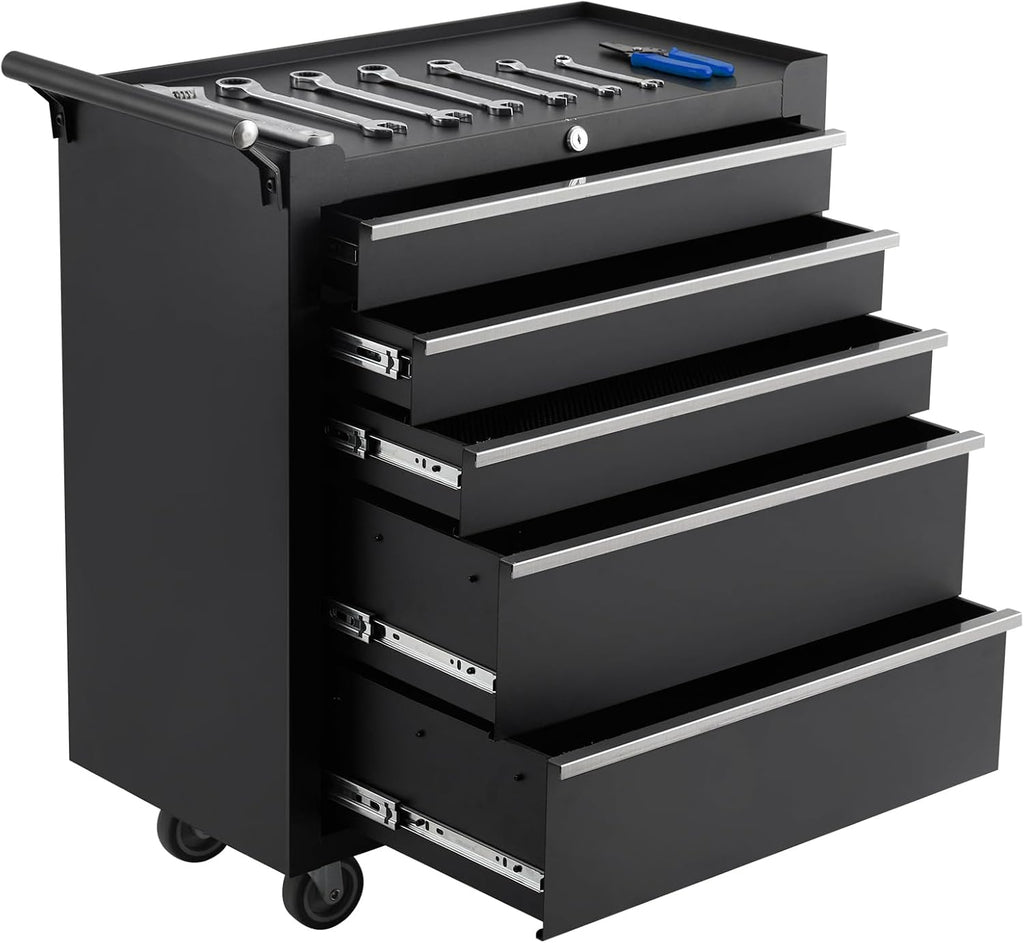 5-Drawer Rolling Tool Chest, Rolling Tool Box with Wheels and Lock System, Portable Mobile Tool Storage Cabinet for Garage, Workshop, Mechanics and Repair Room