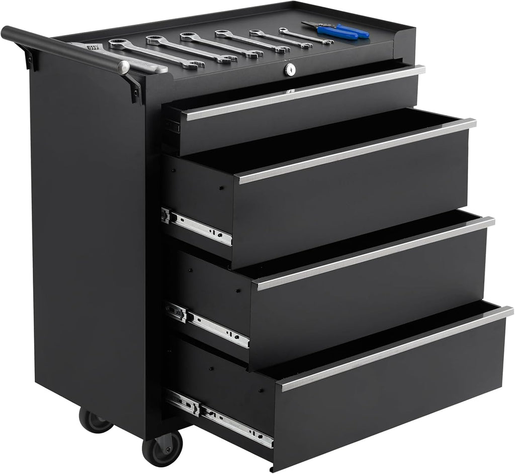 4-Drawer Rolling Tool Chest, Rolling Tool Box with Wheels and Lock System, Portable Mobile Tool Storage Cabinet for Garage, Workshop, Mechanics and Repair Room