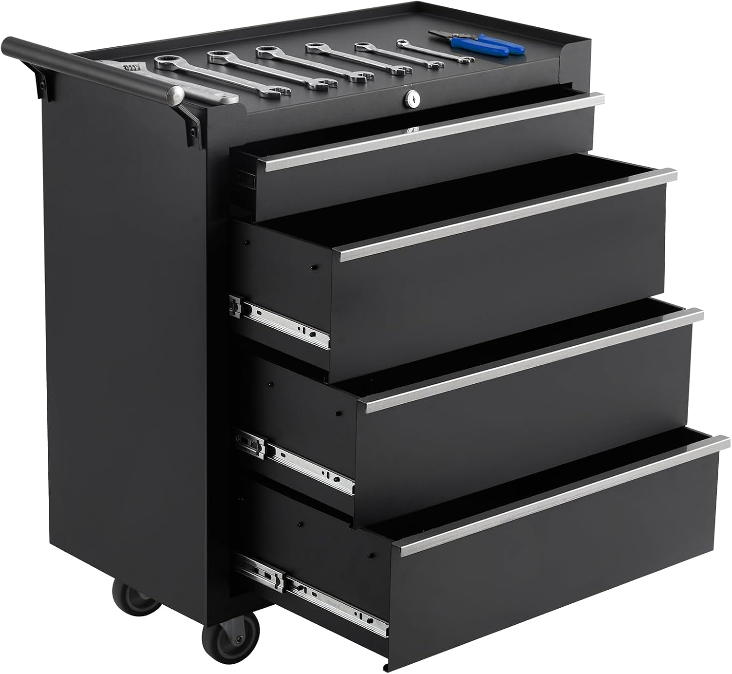 4-Drawer Rolling Tool Chest, Rolling Tool Box with Wheels and Lock System, Portable Mobile Tool Storage Cabinet for Garage, Workshop, Mechanics and Repair Room