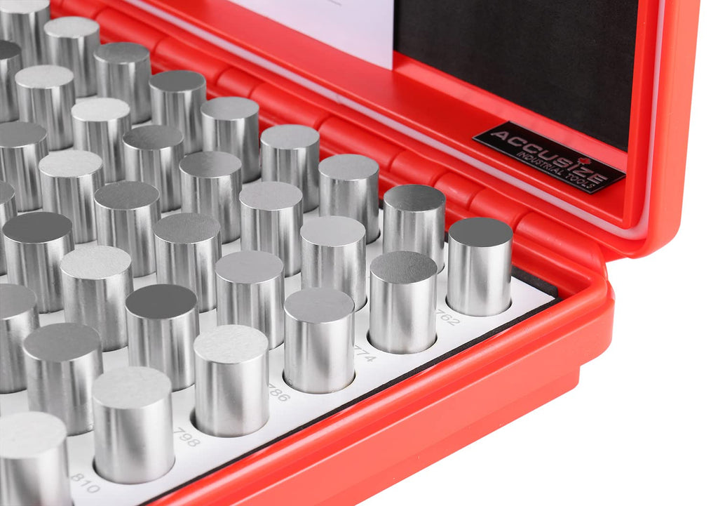 Accusize Industrial Tools 0.751''-0.832'', 82 Pcs Steel Plug Pin Gauge Set, Minus, Class Zz, M5(-)