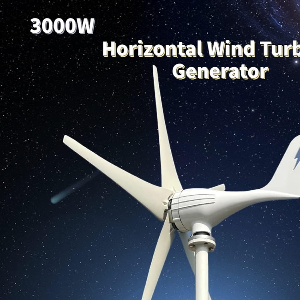 Wind Turbine Generator, 3000w 5 Blades Free Energy Wind Energy HIGH Efficient 12v 24v Wind Turbine Generator with MPPT Controller Wind System,Generator Motor(Mppt Controller,12V_3KW 3BLADES)