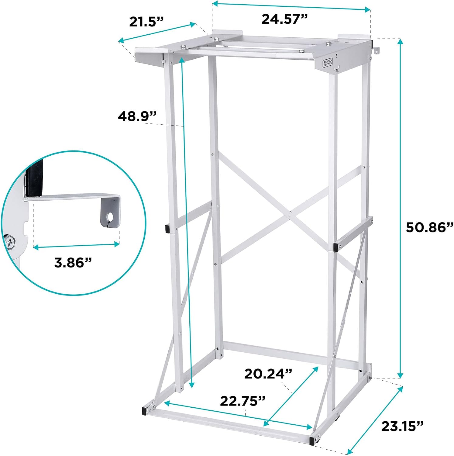 Black+Decker Washer Dryer Stacking Rack Stand, Compatible with Black and Decker Portable Washers and Dryers, Heavy Duty Steel, Dryer Stand with 60 lb. Weight Capacity, BWDS, White