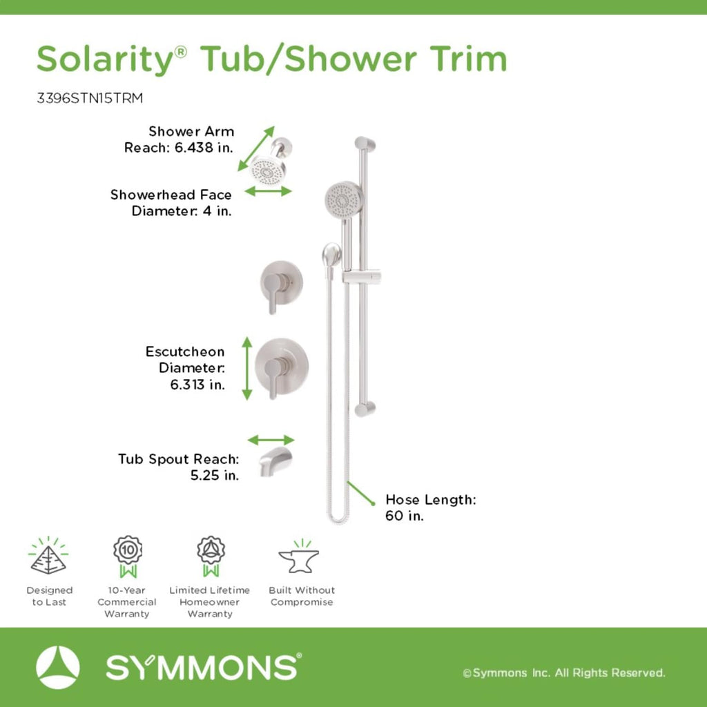 Solarity HydroMersion Double Handle Tub and Shower Trim Kit with Hand Spray in Satin Nickel