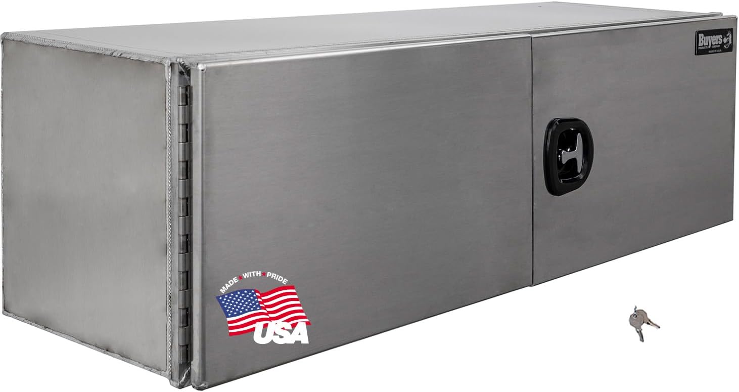 Buyers Products 1705415 Pro Series Smooth Aluminum Underbody Truck Box with Barn Door, 18x18x60 Inch, Durable Vehicle Tool Box For Storage and Organization