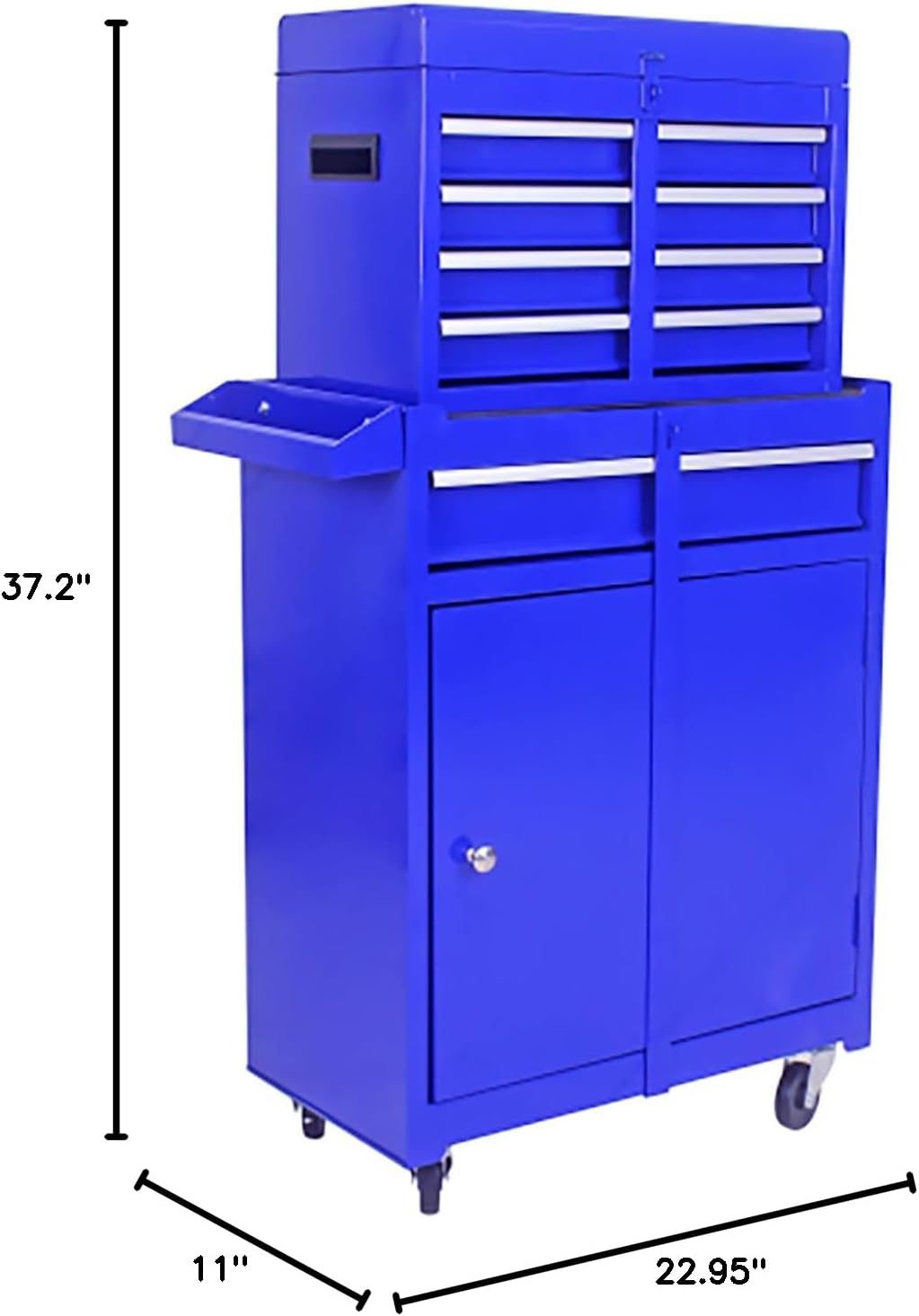 BouPower Rolling Tool Box with 5 Drawers, Utility Cart On Wheels, 230 Lbs Capacity Tool Chest with Detachable Top Tool Box, Convenient for Tool Organizers and Storage(Blue)