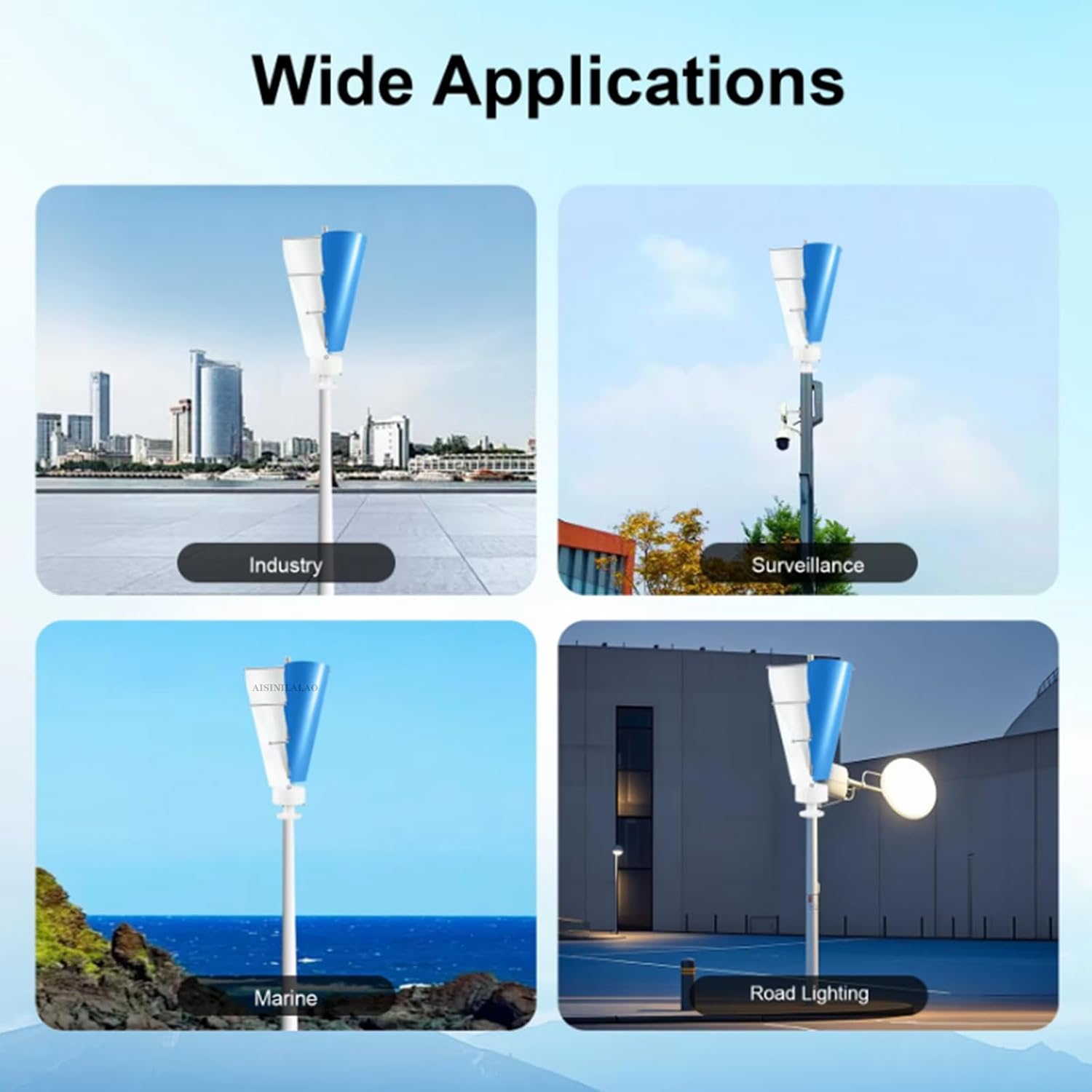 3000W Spiral Wind Power Generator W/Controller 2 Blade, No Noise Vertical Axis Wind Turbine Kit, for Wind and Solar Power Generation(12V 24V 48V)