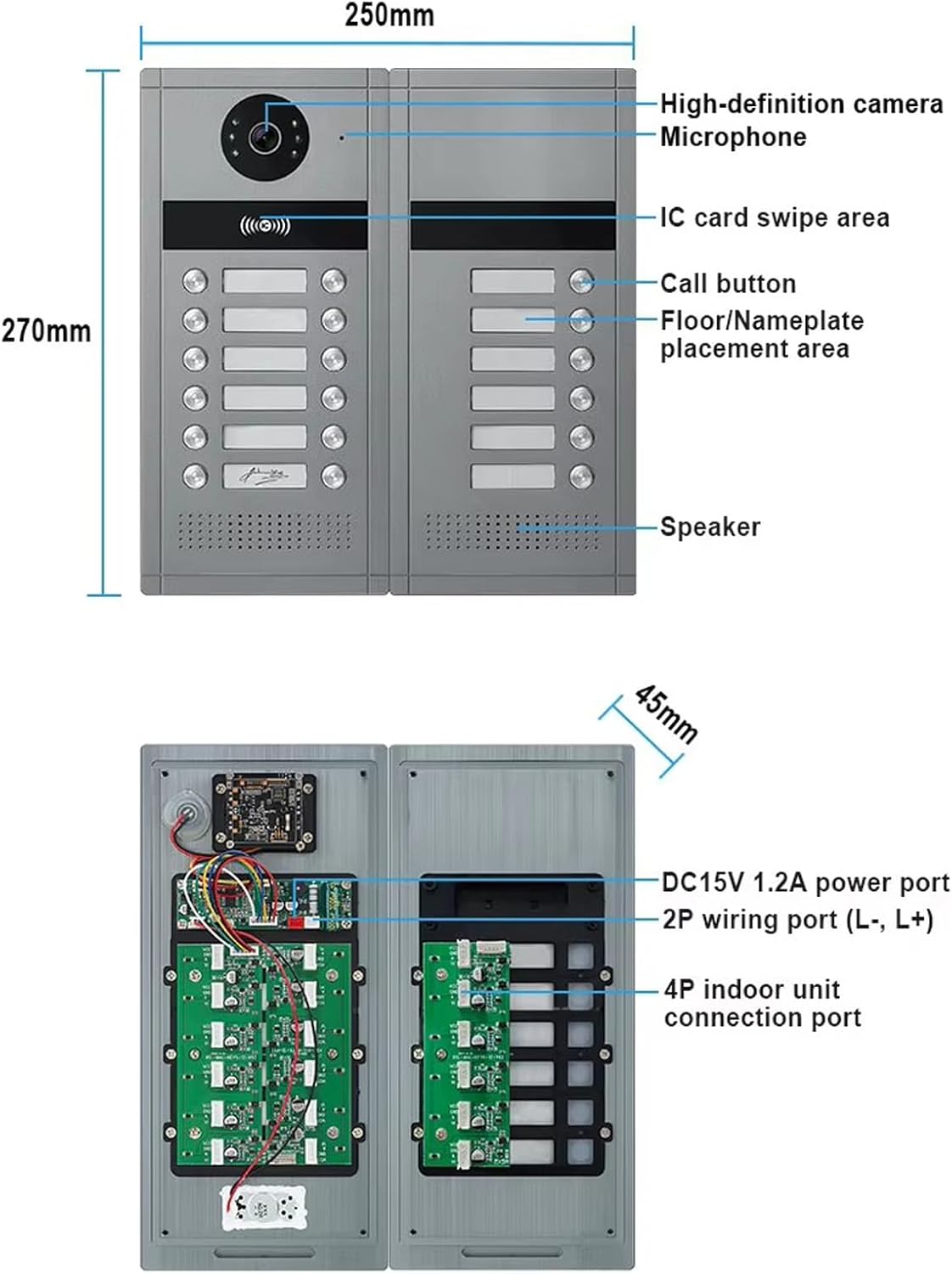 Wired Video Apartment Intercom System,6/12/18/24 Units 7 Inch Monitor 1080P Doorbell Intelligent Doorphone Kit with Motion Detection,Anti-Tamper Alarm,3 in 1 Unlock for Flat House,Tuya (18 Monitor)