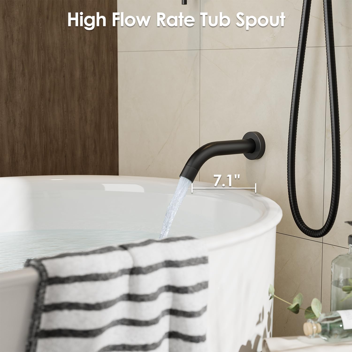 Gabrylly Black Shower System with Tub Spout, Bathtub Shower Faucets Set with 3-Way Shower Valve, High Pressure 10' Rain Shower head with Handheld Spray Combo, Wall Mounted Tub Shower Kit, Matte Black