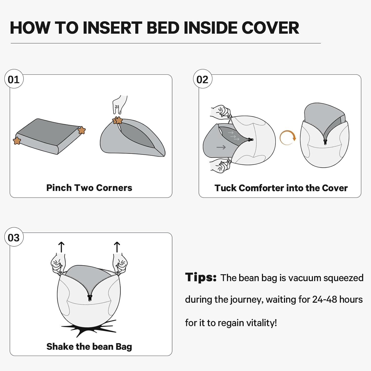 Bean Bag Chairs for Adults - Giant Bean Bag Chair Convertible Bean Bag Bed - Beanbag Chair with Micro Fiber Cover/Furniture Foam Filler - Floor Couch Sofa in Bedroom Dorm Room - Full Golden Brown