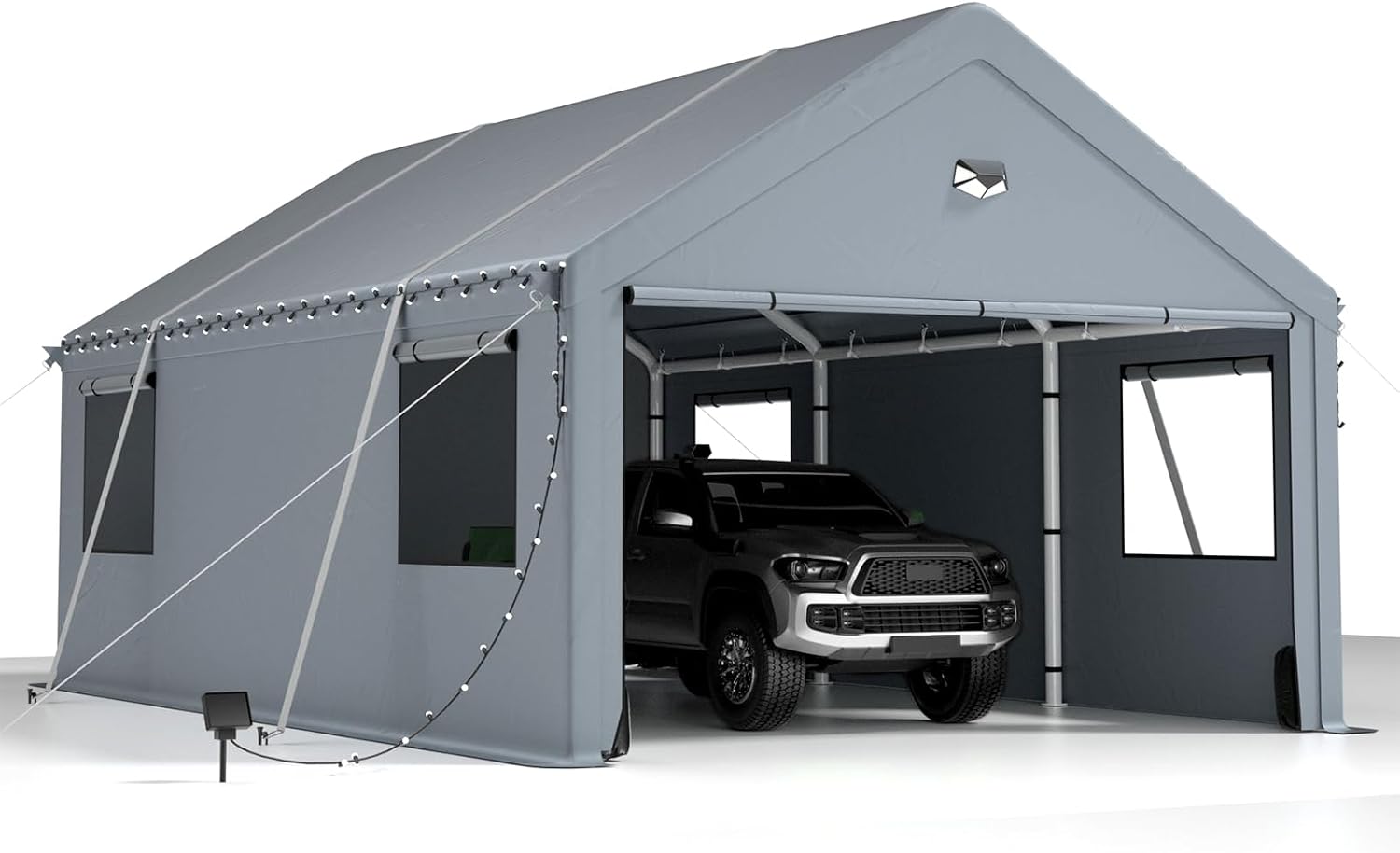 Carports 12X20 Heavy Duty，Car Port with 180G Removable Side Walls, Carport Canopy, Portable Car Port Garage, Car Shelter All Weather,Grey