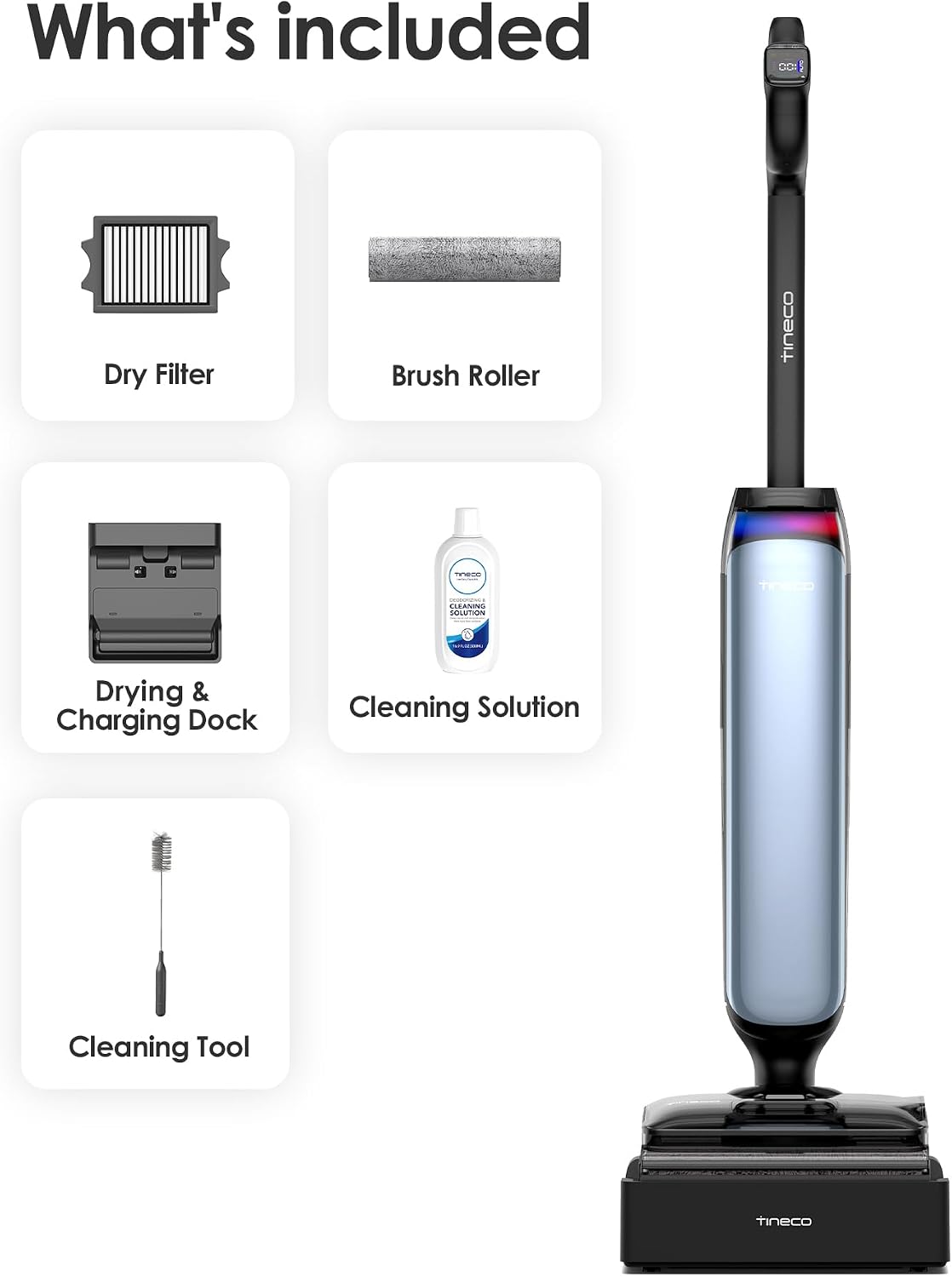 Tineco Floor One S9 Artist Pro Wet Dry Vacuum Cleaner, 22kPa Suction, 360° SmoothDrive, Anti-Tangle Design, 185°F Flashdry, 75 Min Runtime, Dual-Edge Cleaning, 180° Lay-Flat