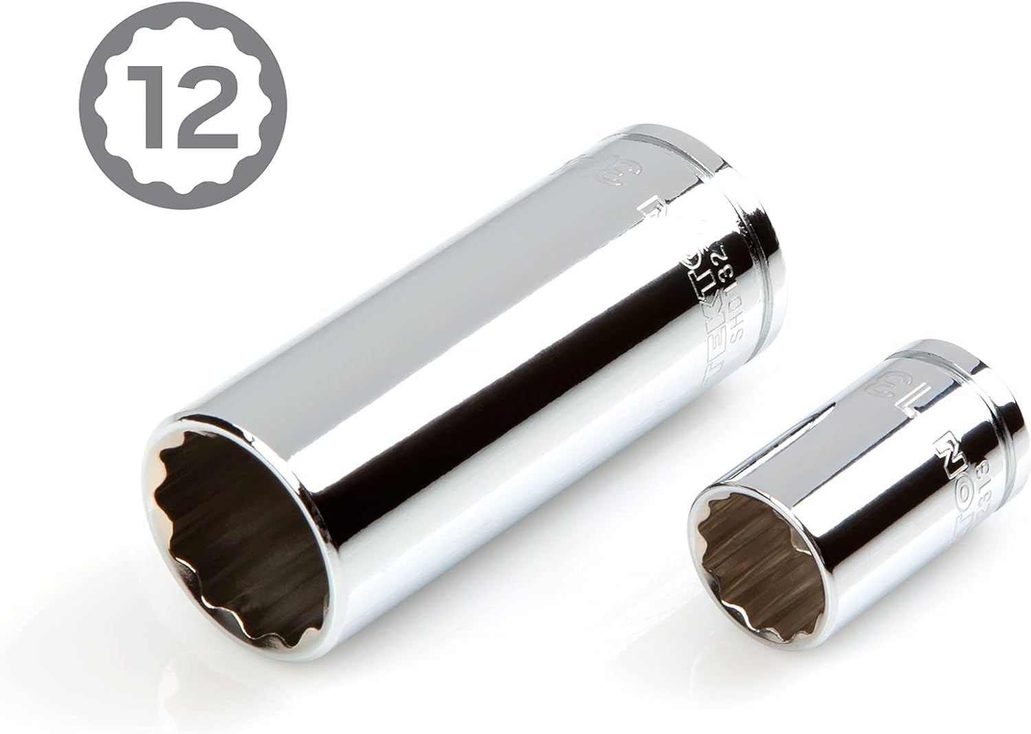 TEKTON 3/8 Inch Drive Shallow and Deep 12-Point Socket and Ratchet Set with Case, 46-Piece (5/16-3/4 in., 8-19 mm) | SKT15302