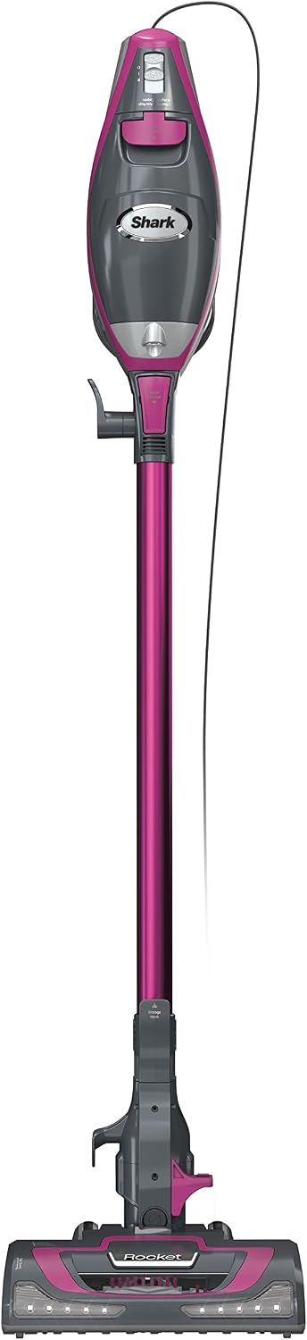 Shark HV371 Rocket Pro DLX Corded Stick, Removable Hand Vacuum, Advanced Swivel Steering, XL Cup, Crevice Tool, Upholstery Tool & Anti-Allergen Dust Brush (Fuchsia) (Renewed)