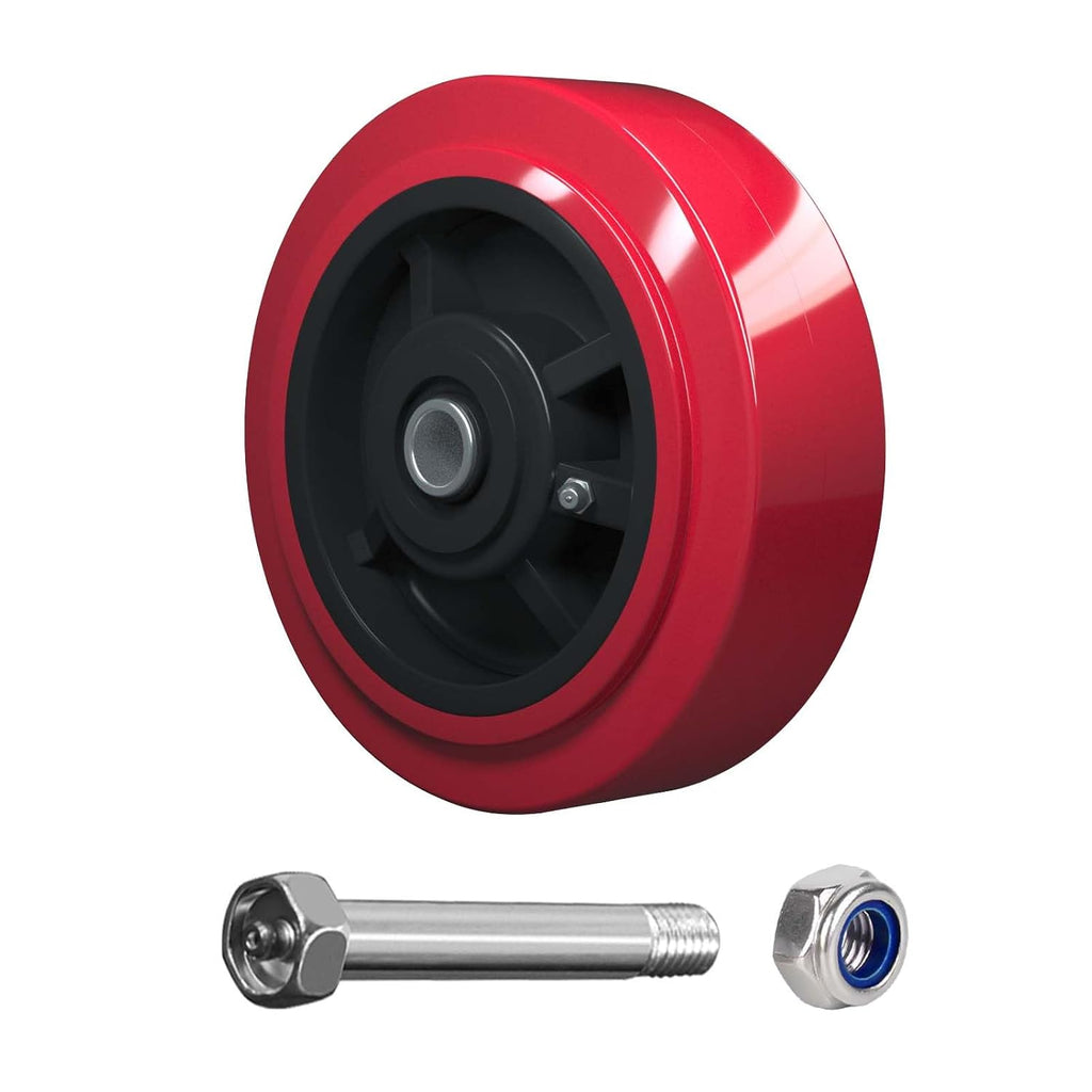 6 Inch Caster Wheels, Polyurethane on Polyolefin core Wheel with Roller Bearing- 1/2' Bore - 1000 lbs Capacity per, Replacement Caster Wheel for Industrial/Commercial(20 PACK)