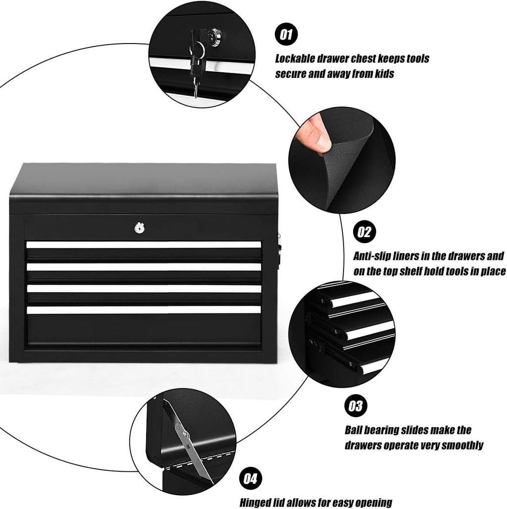 S AFSTAR 6-Drawer Rolling Tool Chest, High Capacity Tool Storage Cabinet with Wheels and Locking System, Removable Toolbox Organizer with Sliding Drawers (Black)
