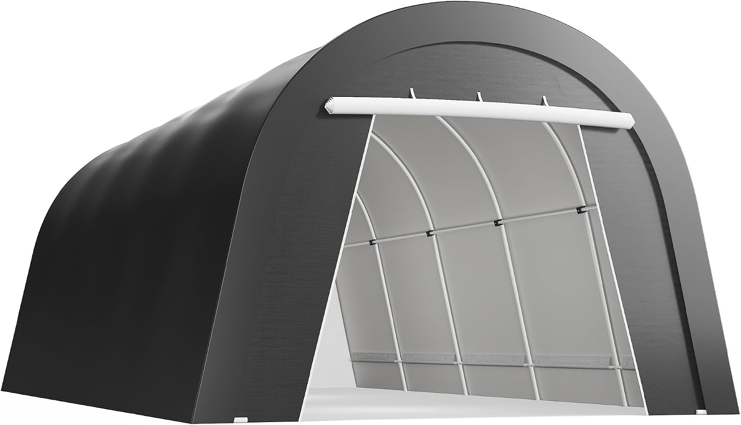 Heavy Duty Carport 12X25FT, Portable Garage with 2 Roll Up Doors Vents and Metal Round Roof, Outdoor Storage shed Car Port Canopy Tent for Garden Tools, Vehicle Truck Boat, Party, Dark Gray