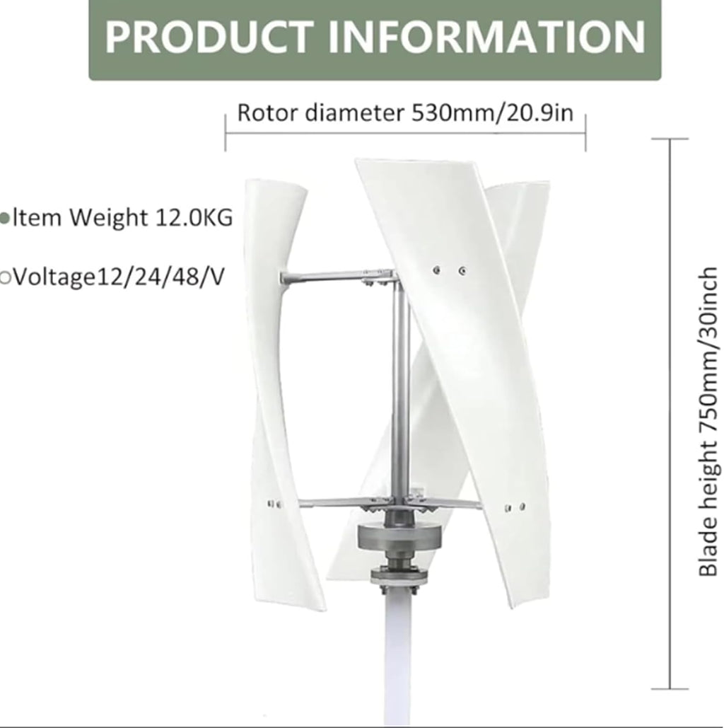 3000W/5000W/6000W Noiseless Wind Turbine Generator,12V 24V 48V 220V W/Controller & 3 Blades AC Permanent Magnet Generator Wind Turbine Kit for Outdoor Use