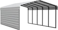 Arrow Carports Galvanized Steel Carport, with 1-Sided Enclosure, Compact Car Metal Carport Kit, 12' x 24' x 7', Eggshell