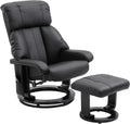 HOMCOM Massage Recliner Chair with Ottoman, 360° Swivel Recliner and Footstool, 10 Point Vibration, PU Leather Reclining Chair with Side Pocket and Remote Control, Black