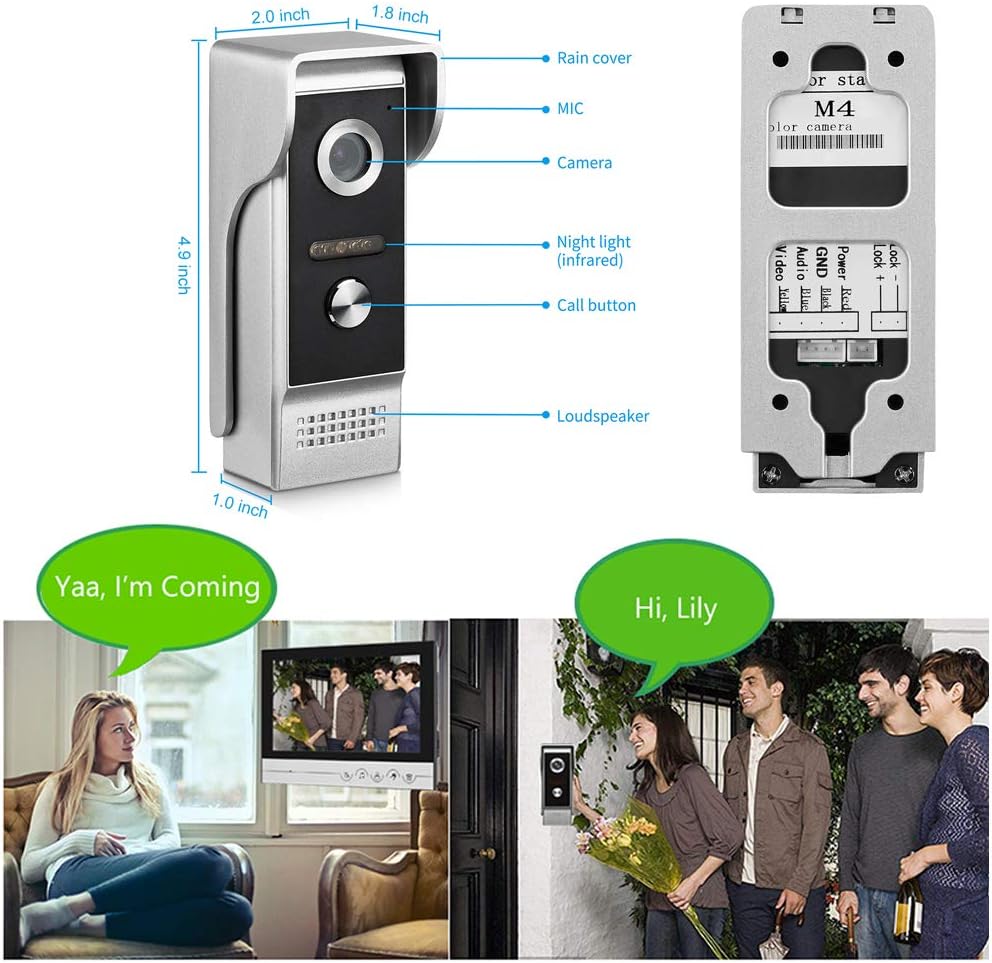 1080P Wired Video Doorbell Intercom System, 9 Inches Monitor Video Doorbell Door Phone Kits Support Unlock, Monitoring, Dual-Way Intercom for Villa Home Office Apartment, 1 Camera-2 Monitors